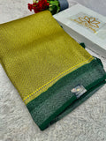 STF42 – Radiant Lemon Yellow Dupion Saree with Silver-Black Antique Zari Weaving