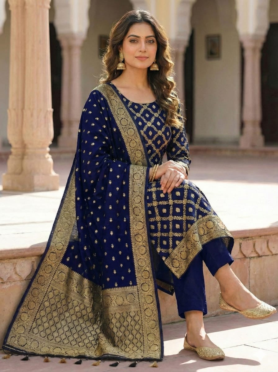 ✨ Banarasi Viscose Georgette Suit Set ✨VSS12