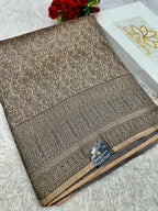 STF53 – Royal Pitch Dupion Saree with All-Over Floral Woven Designs