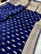 Chinon Silk Andakar Navy Blue  Color Saree CN02