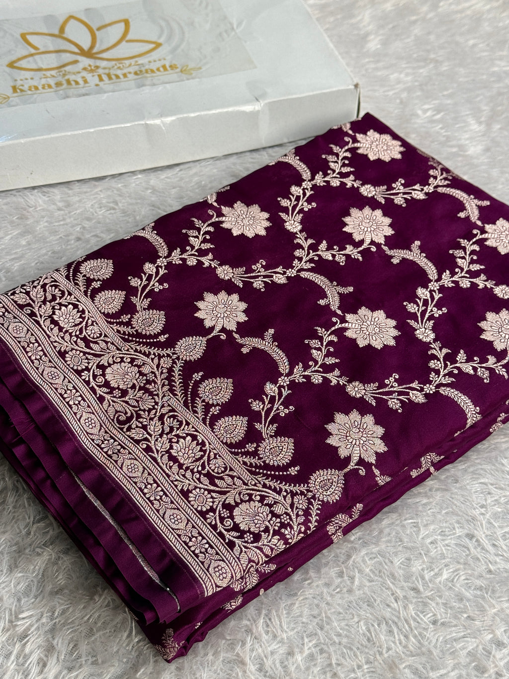 Magenta Mashru Kataan Silk Banarasi Jaal Woven Saree with Rich Zari Pallu – MKS733
