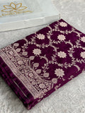 Magenta Mashru Kataan Silk Banarasi Jaal Woven Saree with Rich Zari Pallu – MKS733