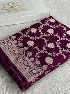 Magenta Mashru Kataan Silk Banarasi Jaal Woven Saree with Rich Zari Pallu – MKS733