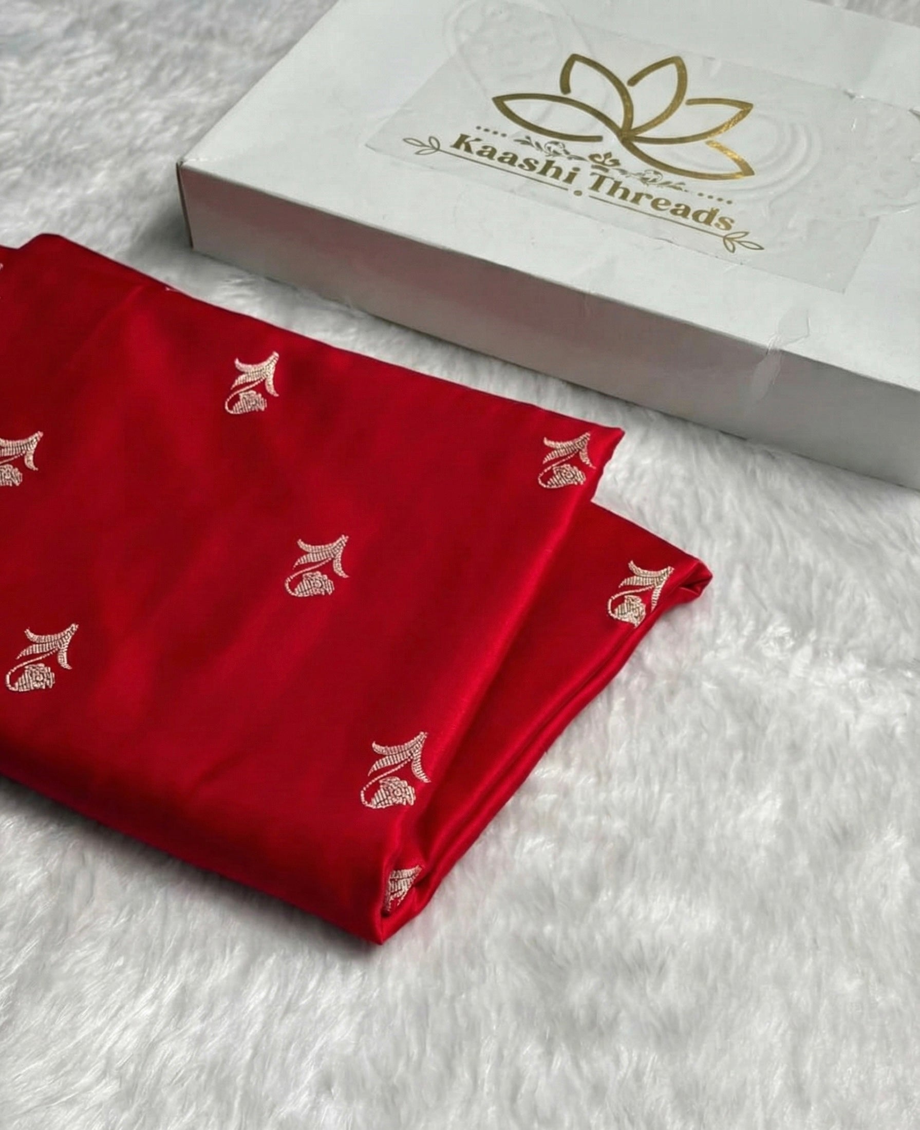 MKS305 Banarasi Mashru Silk Saree with Buta Pattern – Black, Red, Green, Yellow & Orange