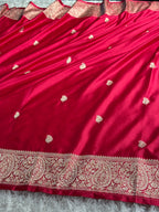 Reddish Pink Mashru Kataan Silk Banarasi Saree with Buta Zari Weaving & Rich Zari Pallu | MKS698