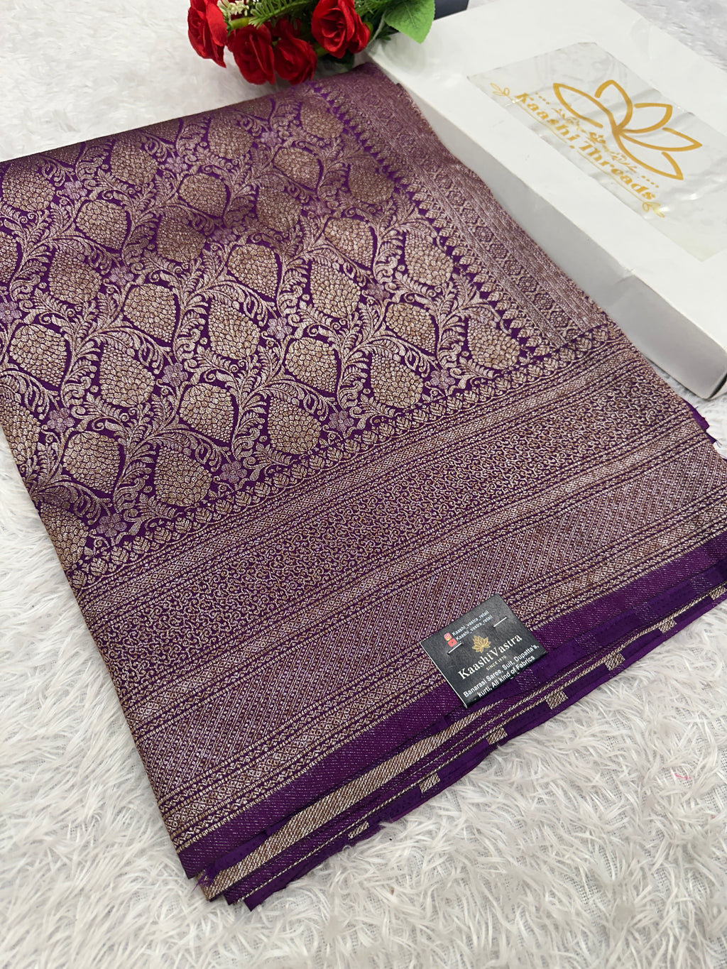 Magenta Banarasi Dupion Silk Saree with Embossed Antique Zari Weaving & Rich Antique Zari Pallu | STF74