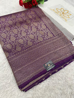 Magenta Banarasi Dupion Silk Saree with Embossed Antique Zari Weaving & Rich Antique Zari Pallu | STF74