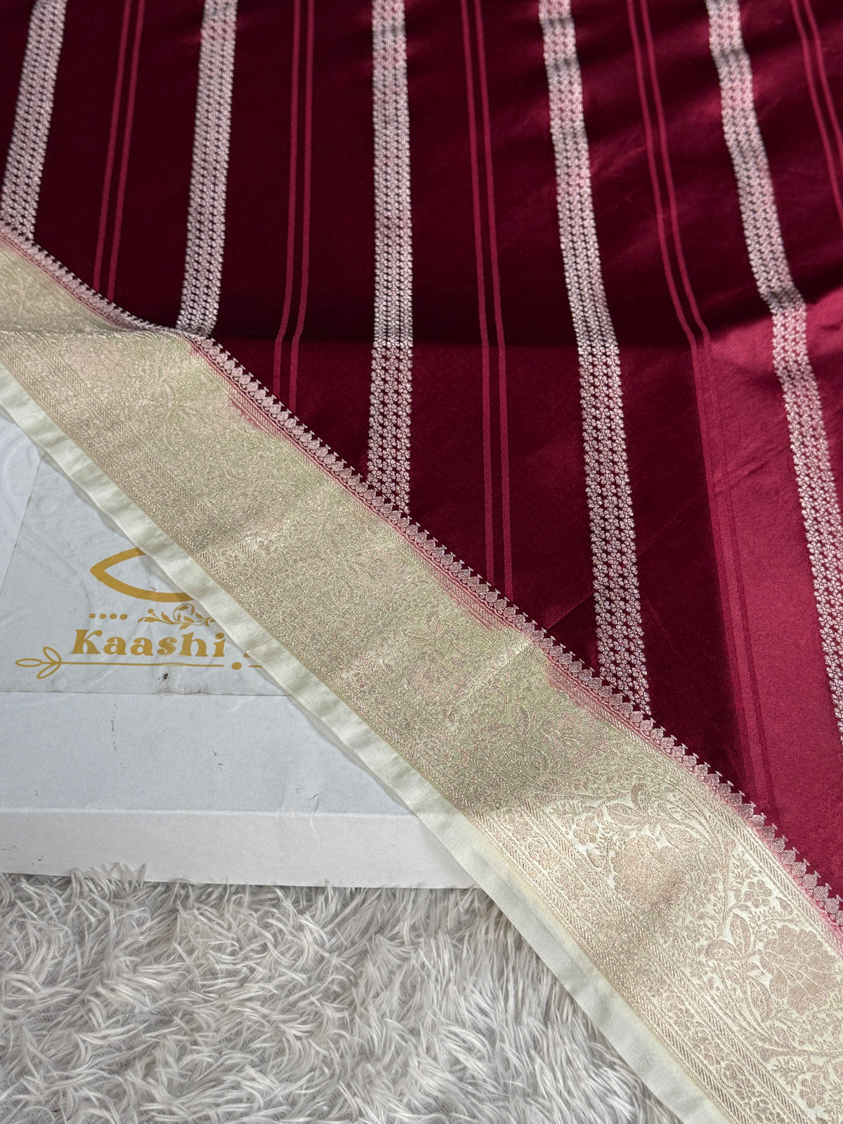 Wine & Beige Mashru Kataan Silk Banarasi Saree with Rich Zari Pallu | MKS787