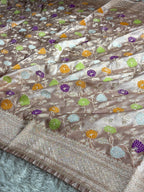 Blush Peach Mashru Kataan Silk Saree with Jaal Meenakari Weaving & Rich Zari Pallu – MKS517