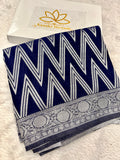 Chinon Silk Zig Zag Design Navy blue Color Saree CN09
