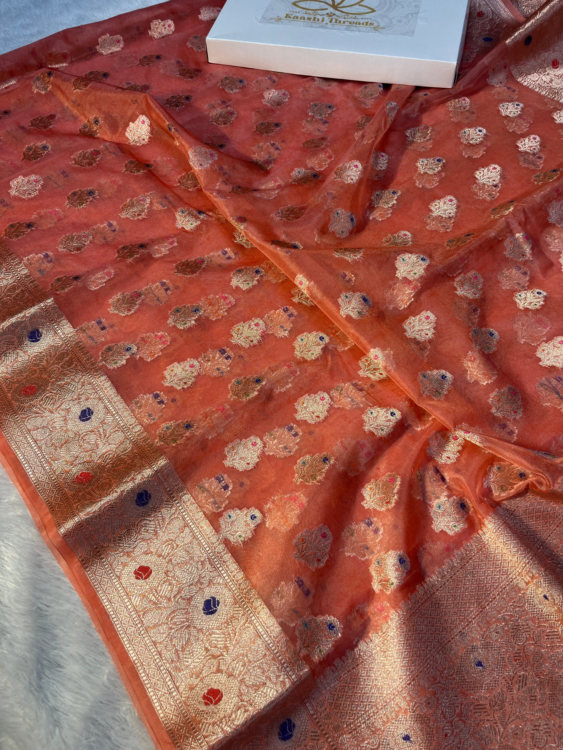 Kora Organza Raw Mango Saree KR12