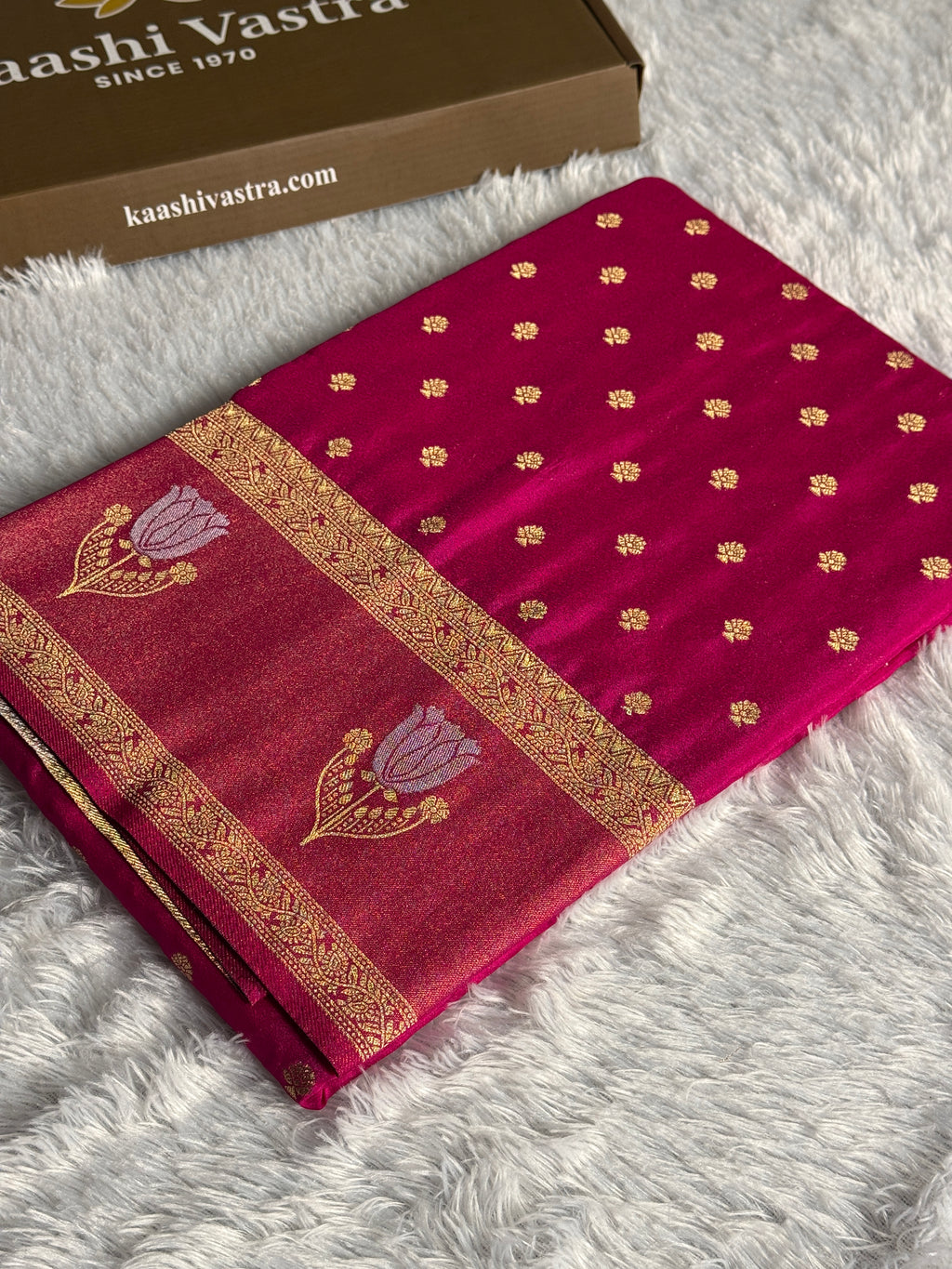 Product Title:
Rani Pink Semi Crepe Georgette Saree with All Over Buta Woven Design & Rich Zari Pallu | SS52