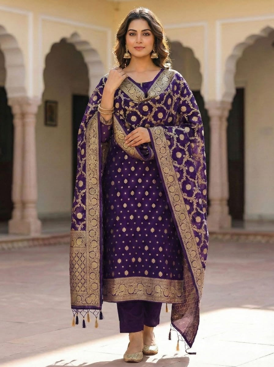 ✨ Banarasi Viscose Georgette Suit Set ✨VSS11