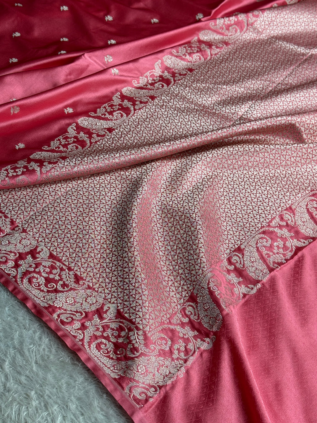 ✨ Strawberry Mashru Kataan Silk Saree with Buta Design & Zari Pallu | MKS643 ✨