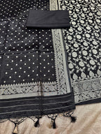 ✨ Banarasi Jacquard Gap Buti HO Silk 3-Piece Unstitched Dress Material MSS23