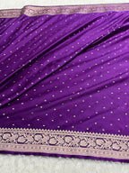 MKS866 – Premium Purple Banarasi Mashru Kataan Silk Saree with Zari Buti Design & Rich Zari-Woven Pallu