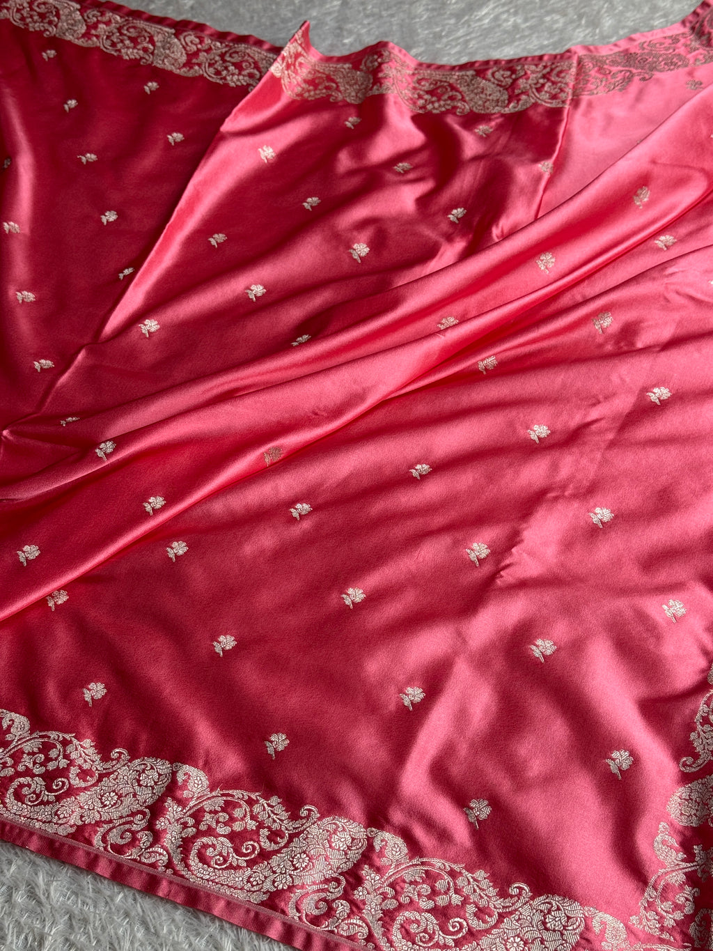✨ Strawberry Mashru Kataan Silk Saree with Buta Design & Zari Pallu | MKS643 ✨