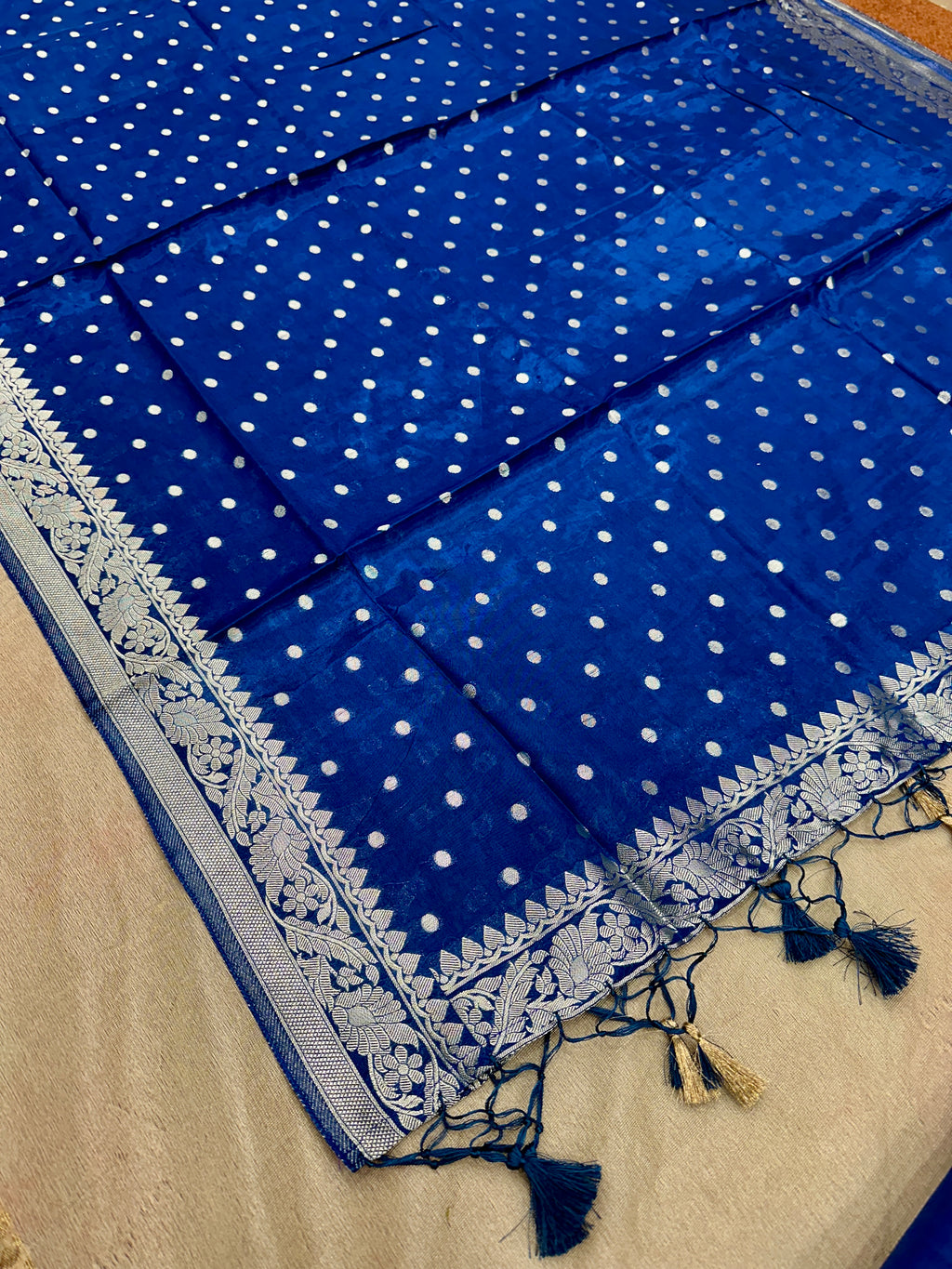 ✨ Banarasi Jacquard Gap Buti HO Silk 3-Piece Unstitched Dress Material MSS23