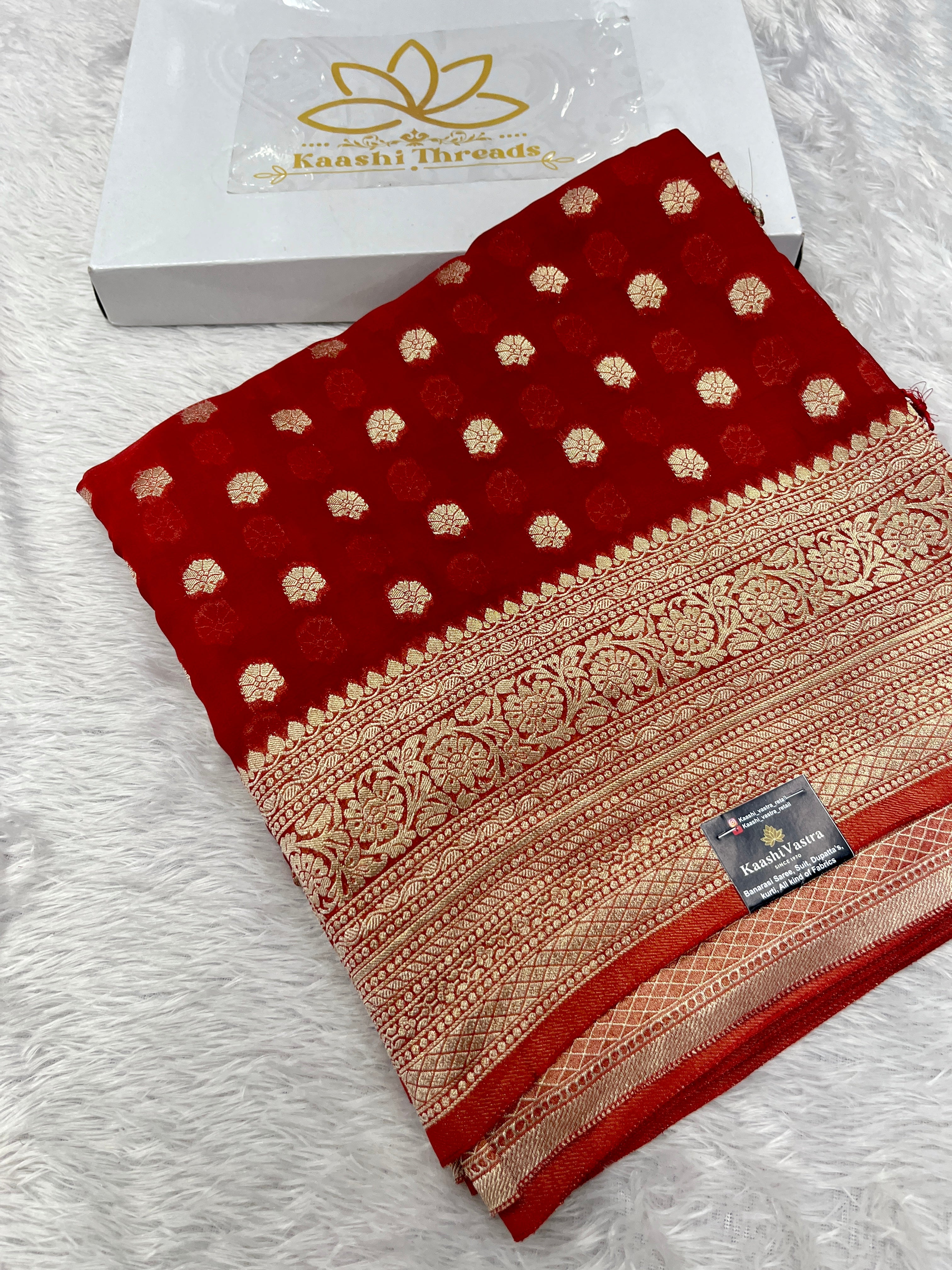 Banarsi Pure Natural Georgette Little flower Buti  Design VSG07