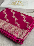 Dark Pink Banarasi Mashru Silk Saree with Aaara Woven Pattern & Scalloped MKS168