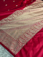 Reddish Pink Mashru Kataan Silk Banarasi Saree with Buta Zari Weaving & Rich Zari Pallu | MKS698