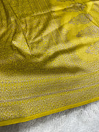 Lemon yellow Banarasi Dupion Silk Saree with Embossed Antique Zari Weaving & Rich Antique Zari Pallu | STF114