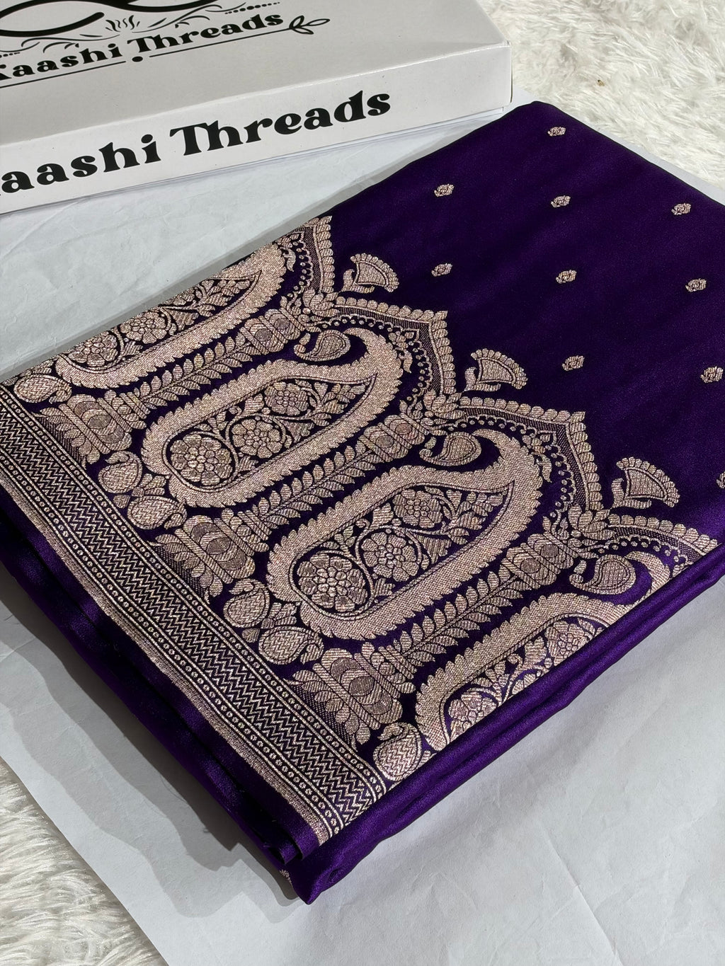 Banarasi Mashru Kataan Silk Purple Saree with Buta & Ikkat Woven Design | MKS861