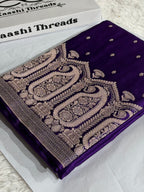 Banarasi Mashru Kataan Silk Purple Saree with Buta & Ikkat Woven Design | MKS861