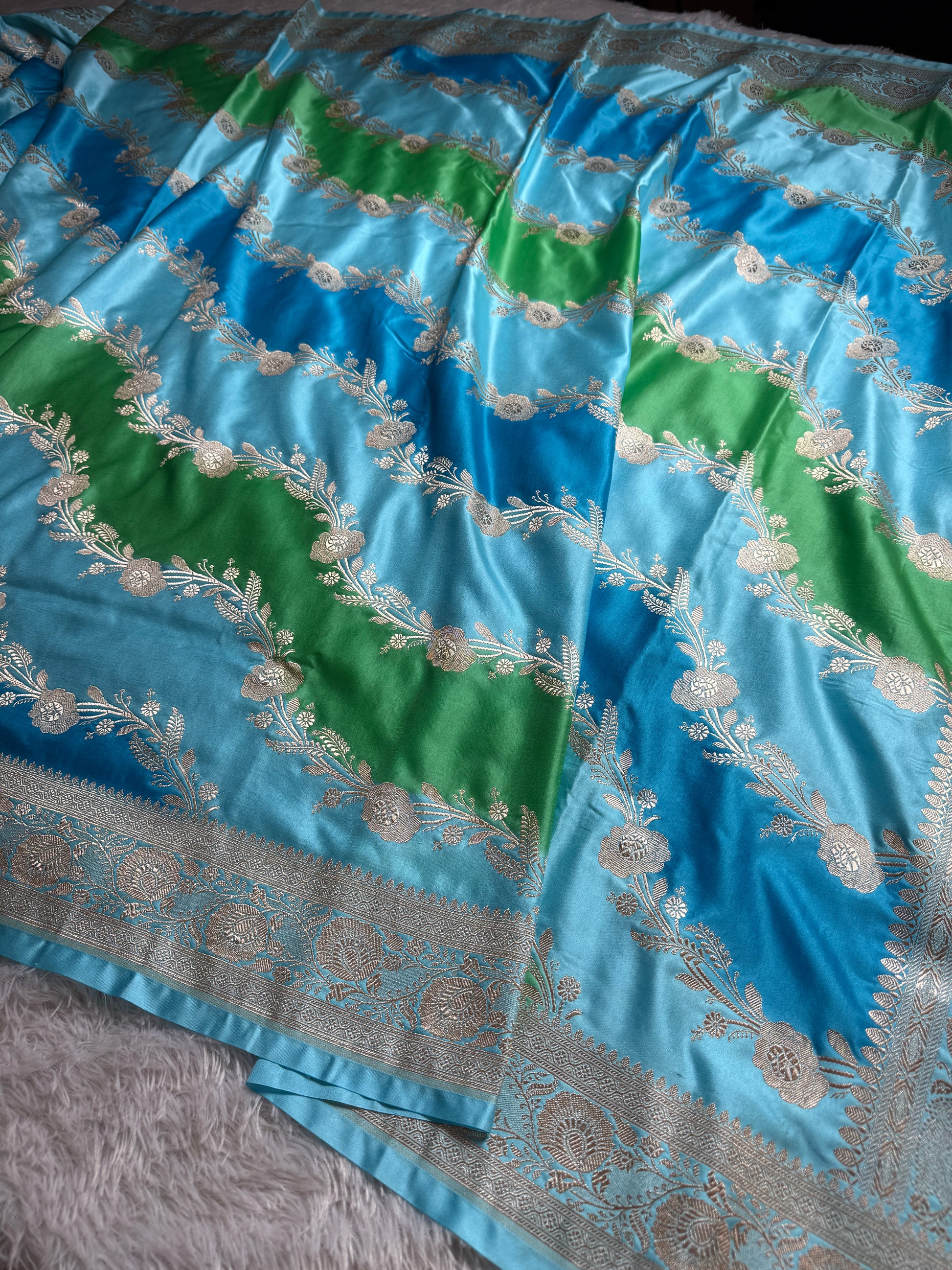 Multi-Color Rangkaat Banarasi Mashru Silk Saree with Jacquard Woven Aadha Design MKS093
