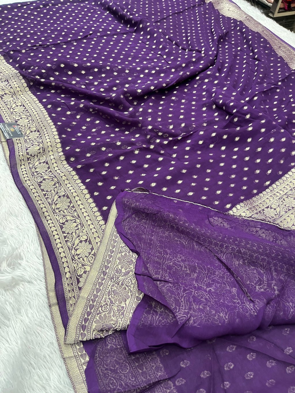 Banarsi Pure Natural Georgette Traditional Patti Buti  Design VSG05