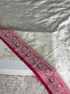 Cream & Rani Banarasi Mashru Kataan Silk Saree | MKS791
