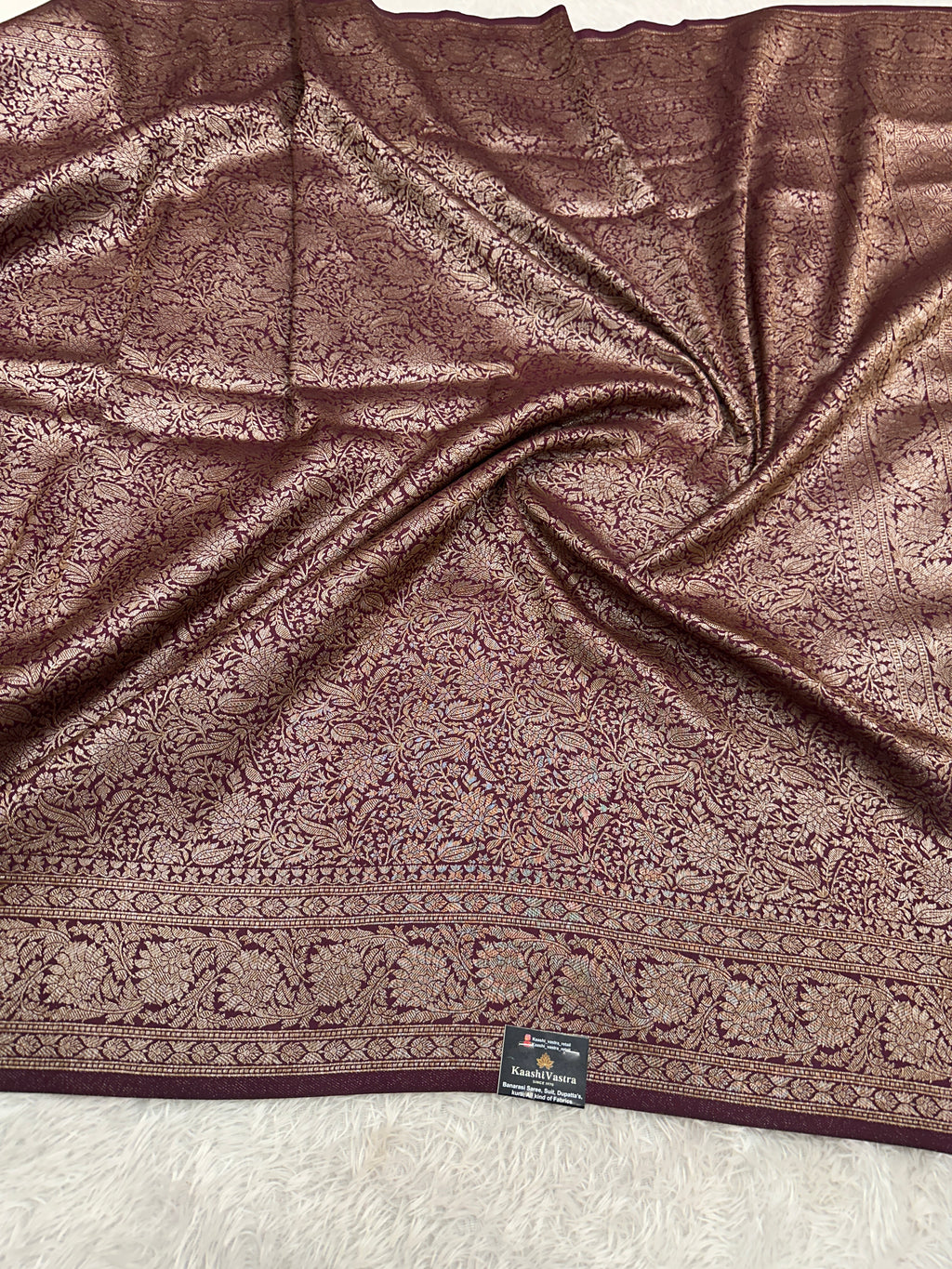 Maroon Banarasi Dupion Silk Saree with Embossed Antique Zari Weaving & Rich Antique Zari Pallu | STF62