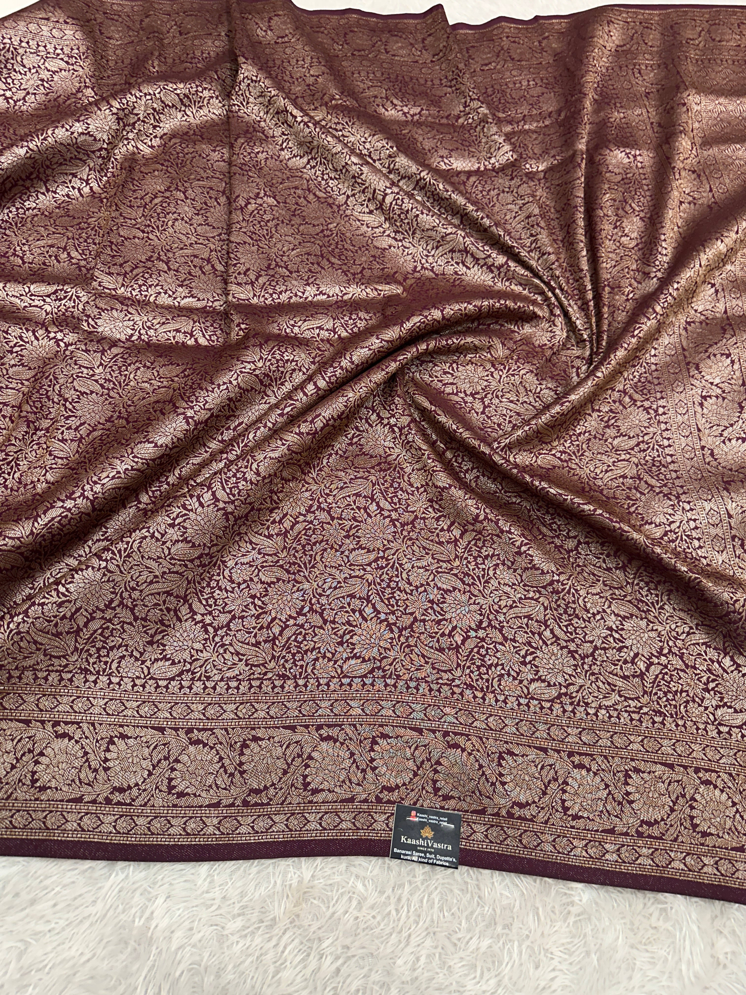 Maroon Banarasi Dupion Silk Saree with Embossed Antique Zari Weaving & Rich Antique Zari Pallu | STF62