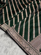 Banarasi Mashru Kataan Silk Saree Featuring Aaddha Zari Weave with Rich Zari Pallu – MKS413