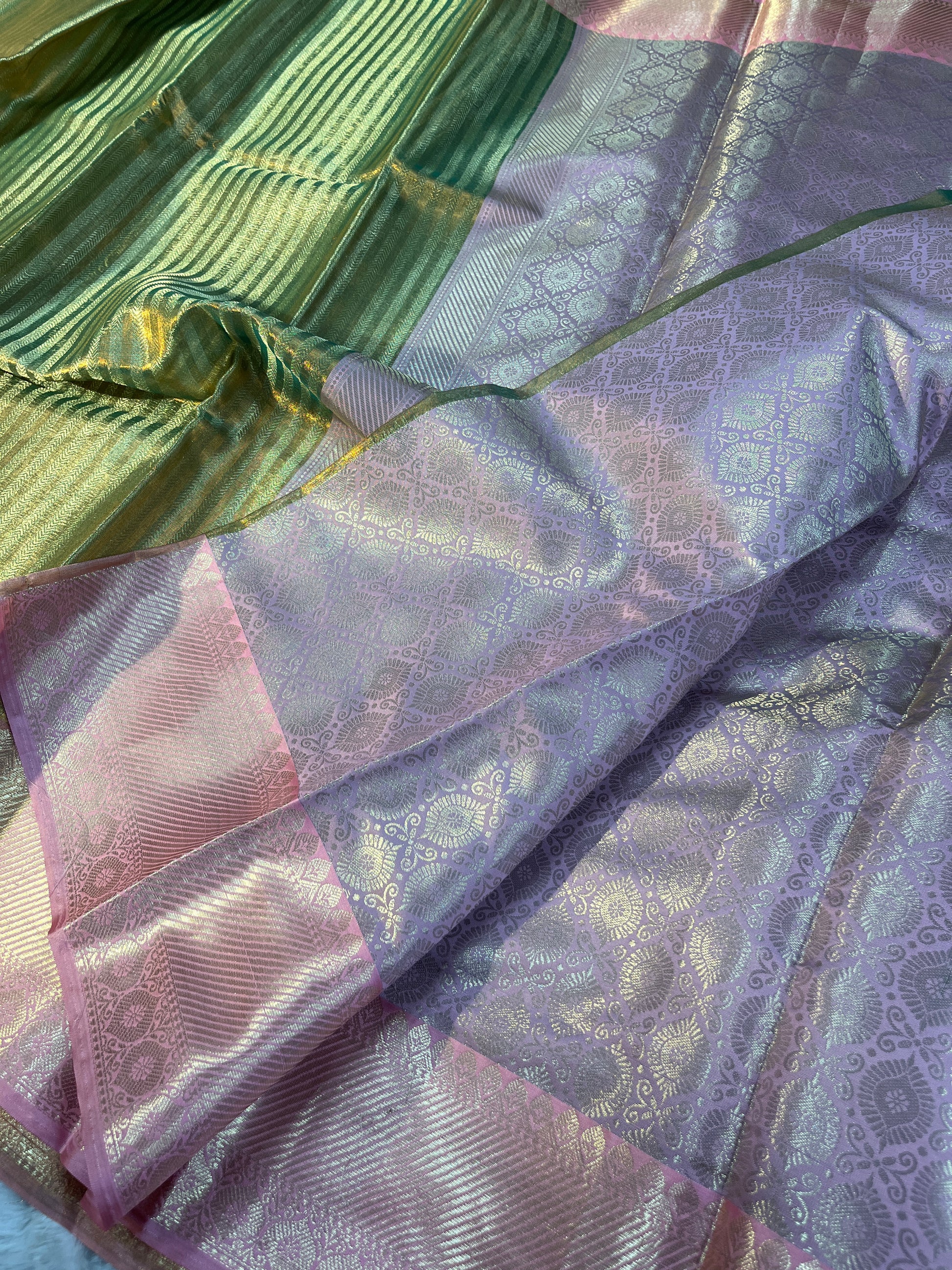 Pista Green with Pitch Tissue Saree Ts27