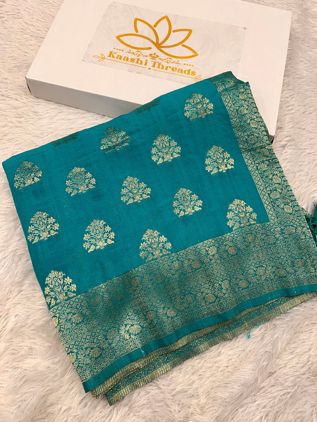 Raw Silk Zari Buta Light Blue color  Saree RS002