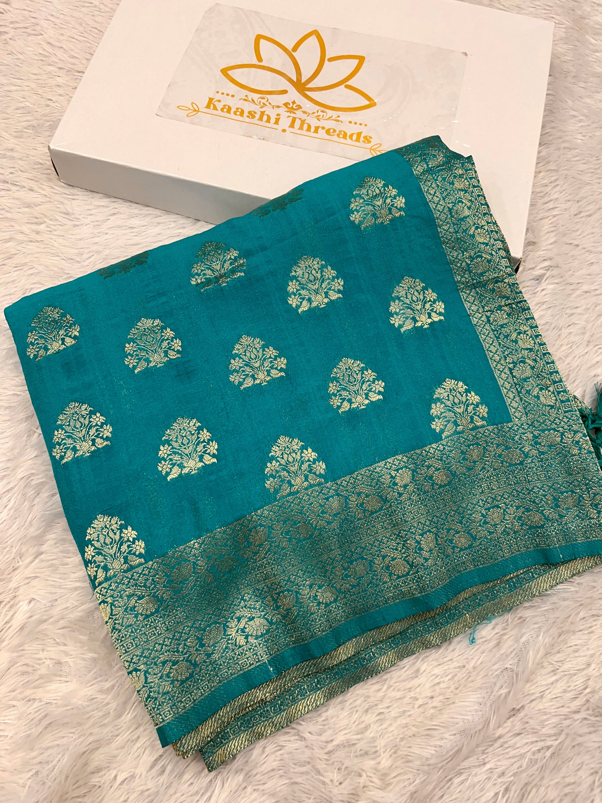 Raw Silk Zari Buta Light Blue color  Saree RS002