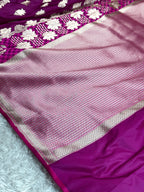 Magenta Buta Banarasi Mashru Silk Saree with Zari Weaving | Kaashi Threads MKS510