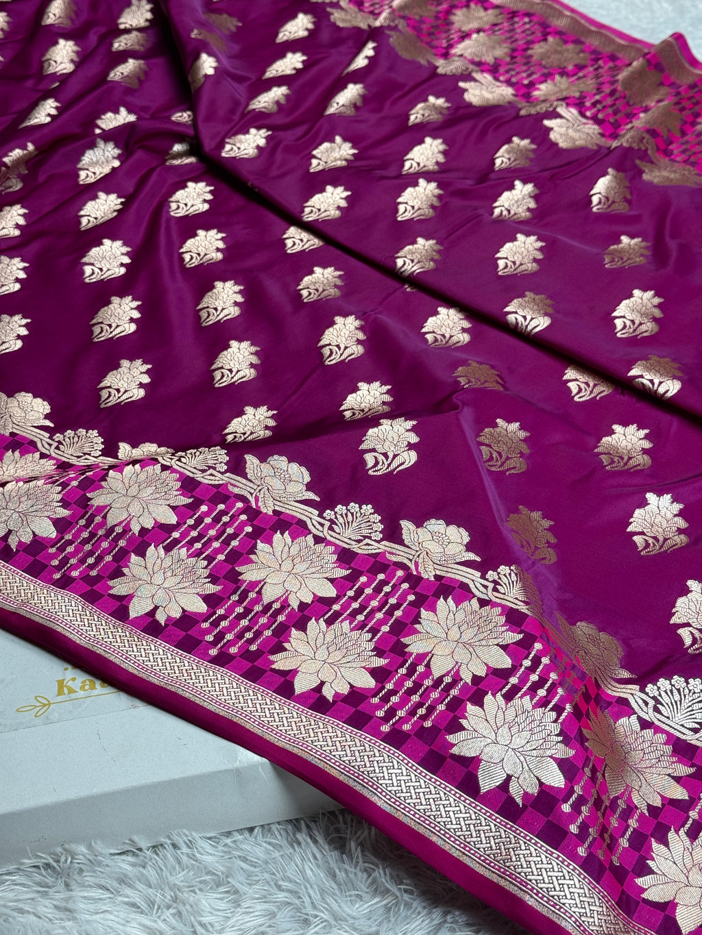 Magenta Buta Banarasi Mashru Silk Saree with Zari Weaving | Kaashi Threads MKS510