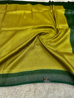STF42 – Radiant Lemon Yellow Dupion Saree with Silver-Black Antique Zari Weaving