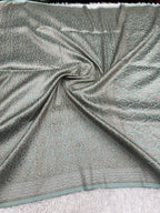 Sea green Banarasi Dupion Silk Saree with Embossed Antique Zari Weaving & Rich Antique Zari Pallu | STF75