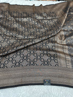 Black Banarasi Dupion Silk Saree with Embossed Antique Zari Weaving & Rich Antique Zari Pallu | STF100