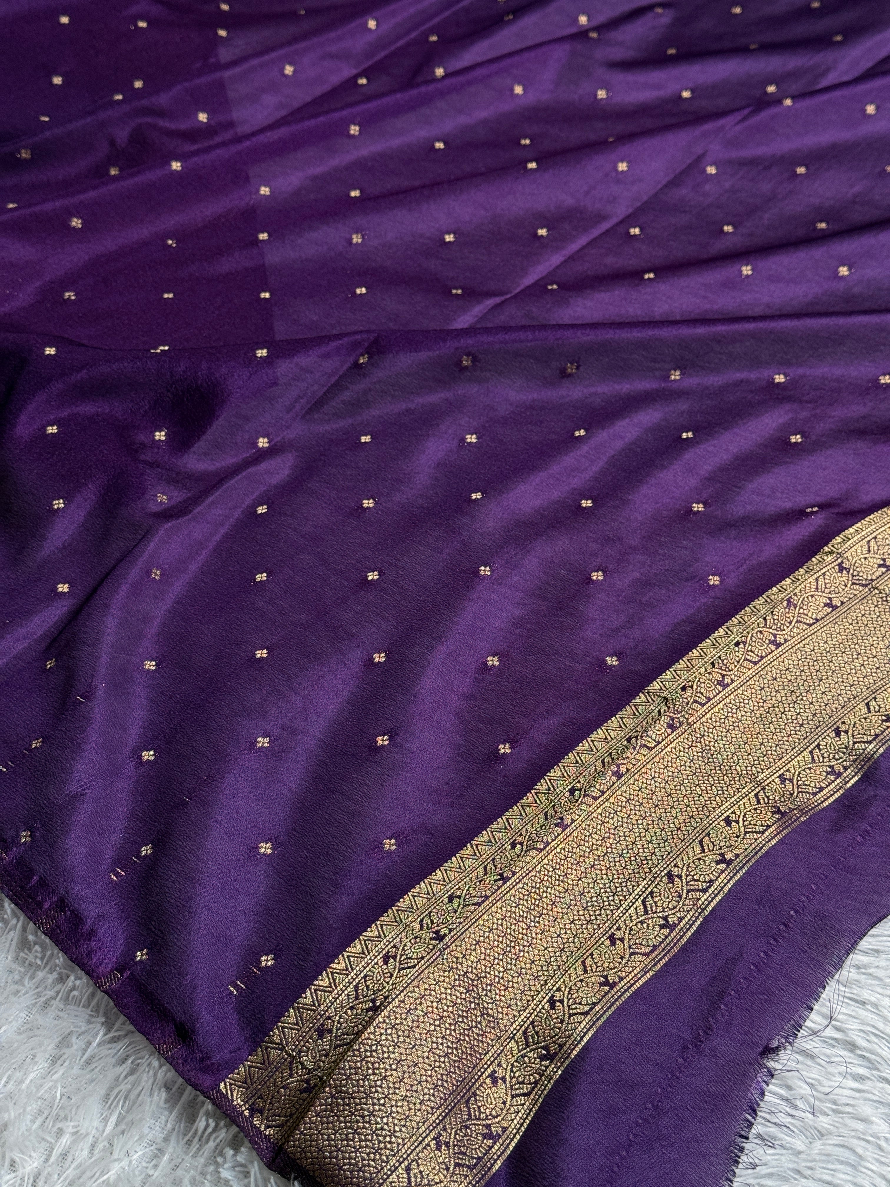 Semi Crepe Georgette Saree with All Over Buta Woven Design & Rich Zari Pallu | SS52