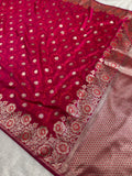 Rani Banarasi Mashru Kataan Silk Saree with Tanchoi Floral Woven Pattern & Fancy Banarasi Border MKS0102