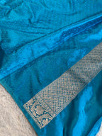 Light Blue Banarasi Mashru Kataan Silk Saree with All-Over Jaal Weave & Rupa-Sona Zari MKS137