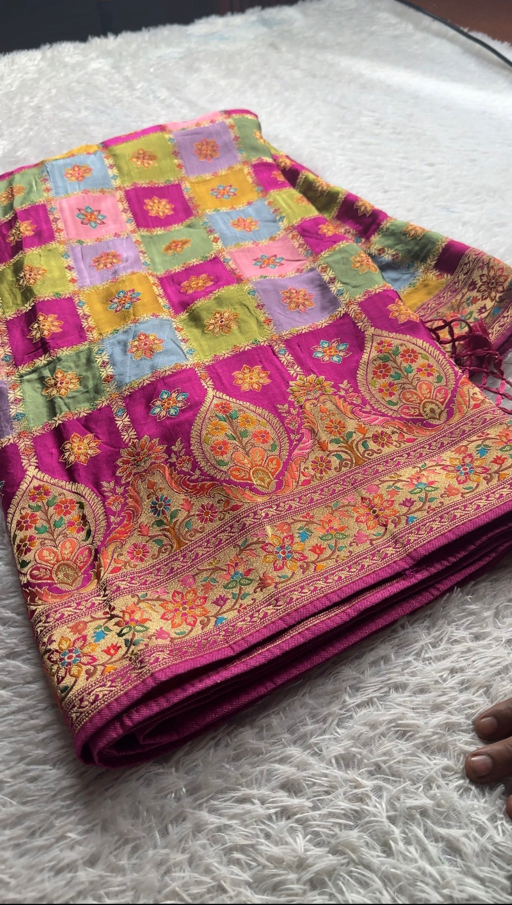 Pure Modal Silk Multicolour Saree with Zari & Pashmina Work | Rich Zari Pallu | MKS641