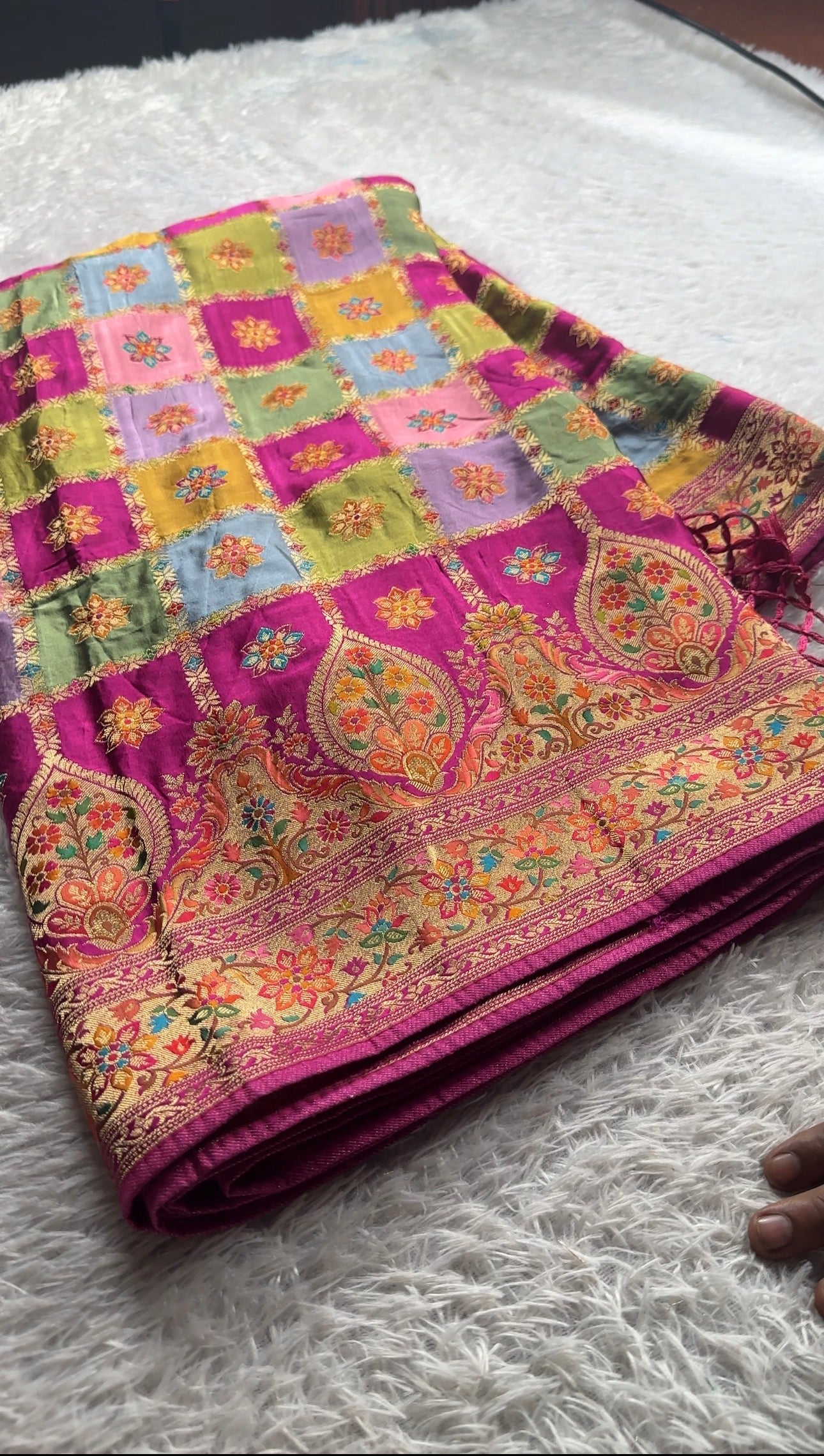 Pure Modal Silk Multicolour Saree with Zari & Pashmina Work | Rich Zari Pallu | MKS641