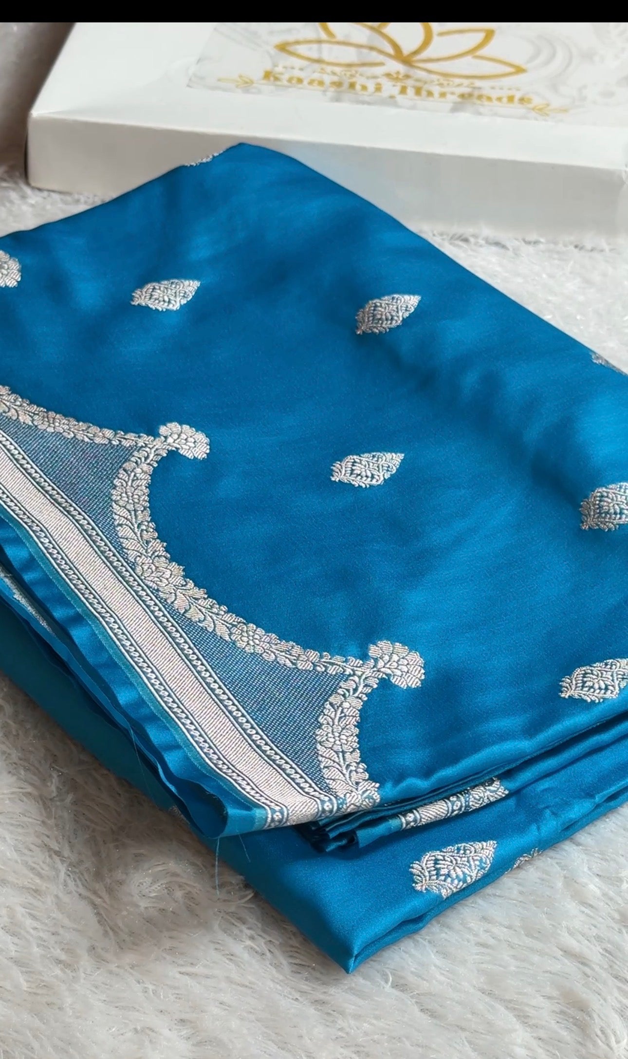 Light Blue Banarasi Mashru Kataan Silk Saree with All-over Jaal Weaving & Rupa-Sona Zari Work MKS111