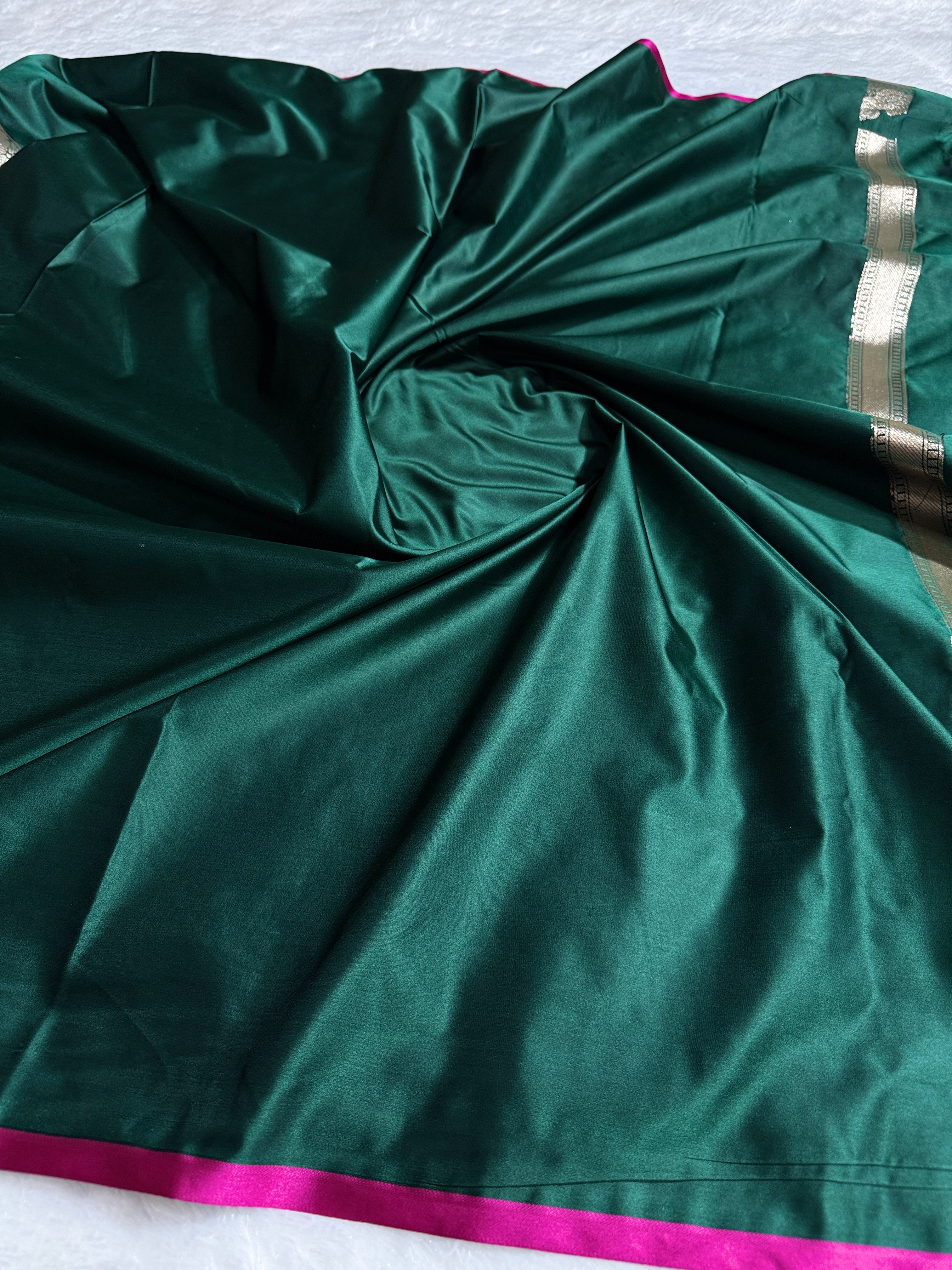 Blue Banarasi Mashru Silk Saree with Jacquard Woven Flower Buta Design MKS087