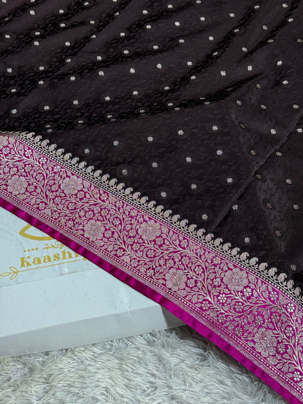 Kaashi Thread – Brown with Rani Contrast Mashru Silk Saree MKS341
